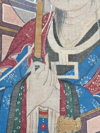 Chinese school: 'Deities in heaven', ink and colour on silk, Qing
