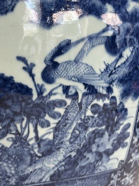 A large Chinese blue and white fish bowl, Jiaqing