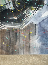 Wu Guanzhong 吴冠中 (1919-2010): 'A corner of the courtyard', ink and colour on paper, dated 1991
