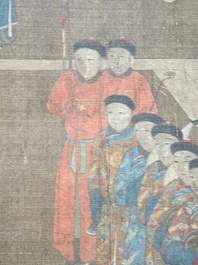 Chinese school: 'Qianlong's banquet', ink and colour on silk, Qing or later