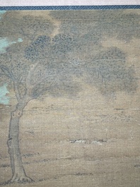 Chinese school: 'A bear breaks into the palace', ink and colour on silk, Qing