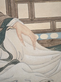 Huang Bore 黃般若 (1901-1968): 'Vimalakirti and his servant', ink and colour on paper, dated 1947