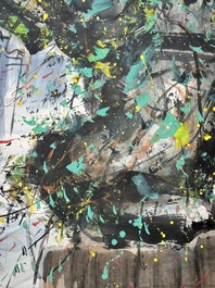 Wu Guanzhong 吴冠中 (1919-2010): 'A corner of the courtyard', ink and colour on paper, dated 1991