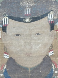 Chinese school: 'Portrait of an imperial concubine', ink and colour on silk, Qing