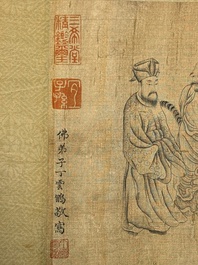 Ding Yunpeng 丁云鹏 (1547- ca. 1628): '14 Luohan', ink and colour on silk, Qianlong seal mark