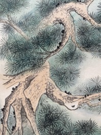 Ma Jin 馬晉 (1900-1970): 'Horse in the pine forest', ink and colour on paper, dated 1942