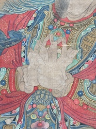 Chinese school: 'Great Heavenly King', ink and colour on silk, Ming or later