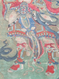 Chinese school: 'Great Heavenly King', ink and colour on silk, Ming or later