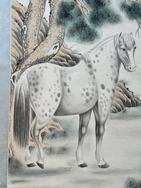 Ma Jin 馬晉 (1900-1970): 'Horse in the pine forest', ink and colour on paper, dated 1942