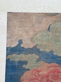 Chinese school: 'Great Heavenly King', ink and colour on silk, Ming or later