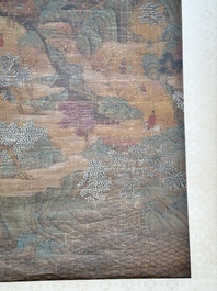 Chinese school: 'Mountainous landscape', ink and colour on silk, Ming or later