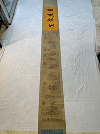Ding Yunpeng 丁云鹏 (1547- ca. 1628): '14 Luohan', ink and colour on silk, Qianlong seal mark