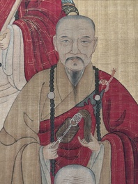 Chinese school: '24 monks', ink and colour on silk, Qing