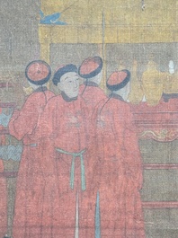 Chinese school: 'Qianlong's banquet', ink and colour on silk, Qing or later