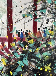 Wu Guanzhong 吴冠中 (1919-2010): 'A corner of the courtyard', ink and colour on paper, dated 1991