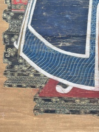 Chinese school: 'Full body portrait of a prince', ink and colour on silk, Qing