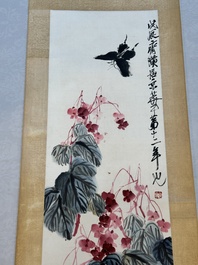 Qi Baishi 齊白石 (1864-1957): 'Butterfly and flowers', ink and colour on paper, dated 1928