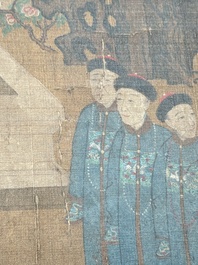 Chinese school: 'Qianlong's banquet', ink and colour on silk, Qing or later