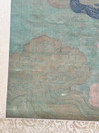 Chinese school: 'Great Heavenly King', ink and colour on silk, Ming or later