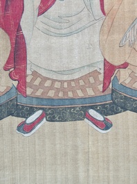 Chinese school: '24 monks', ink and colour on silk, Qing