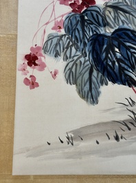 Qi Baishi 齊白石 (1864-1957): 'Butterfly and flowers', ink and colour on paper, dated 1928