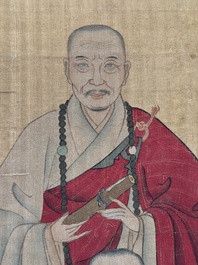 Chinese school: '24 monks', ink and colour on silk, Qing