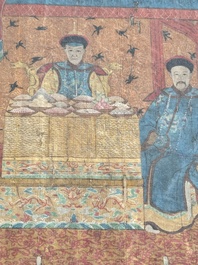 Chinese school: 'Qianlong's banquet', ink and colour on silk, Qing or later