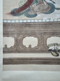 Huang Bore 黃般若 (1901-1968): 'Vimalakirti and his servant', ink and colour on paper, dated 1947