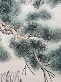 Ma Jin 馬晉 (1900-1970): 'Horse in the pine forest', ink and colour on paper, dated 1942