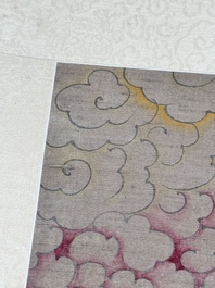 Chinese school: 'Deities in heaven', ink and colour on silk, Qing
