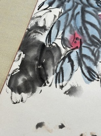Qi Liangchi 齊良遲 (1921-2003): 'Butterfly, crickets and flowers', ink and colour on paper