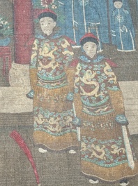 Chinese school: 'Qianlong's banquet', ink and colour on silk, Qing or later