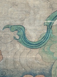 Chinese school: 'Great Heavenly King', ink and colour on silk, Ming or later