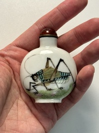 A Chinese famille rose 'grasshopper' snuff bottle, Daoguang mark and of the period