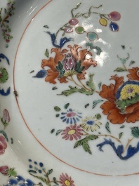 Seven Chinese famille rose 'Madame de Pompadour' plates, Qianlong, ca. 1745