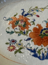 A pair of large oval Chinese famille rose 'Madame de Pompadour' dishes, Qianlong, ca. 1745