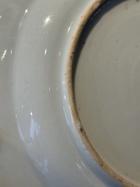 A Chinese famille rose 'roosters' plate, Yongzheng/Qianlong