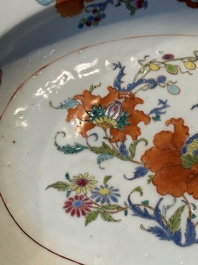A pair of large oval Chinese famille rose 'Madame de Pompadour' dishes, Qianlong, ca. 1745
