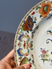 A pair of large Chinese famille rose 'Madame de Pompadour' dishes, Qianlong, ca. 1745