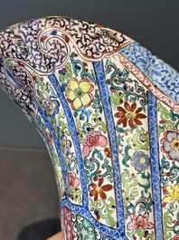 A Chinese Canton enamel helm-shaped ewer with shell-shaped basin, Yongzheng/Qianlong