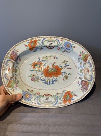 A pair of large oval Chinese famille rose 'Madame de Pompadour' dishes, Qianlong, ca. 1745