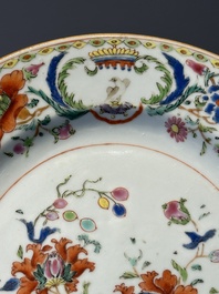 Seven Chinese famille rose 'Madame de Pompadour' plates, Qianlong, ca. 1745