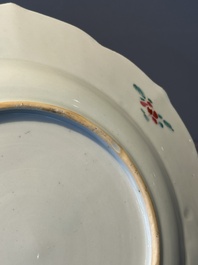A Chinese famille rose 'roosters' plate, Yongzheng/Qianlong