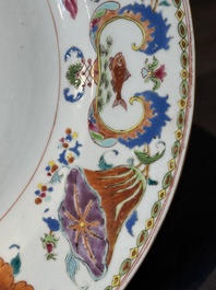 A pair of large Chinese famille rose 'Madame de Pompadour' dishes, Qianlong, ca. 1745