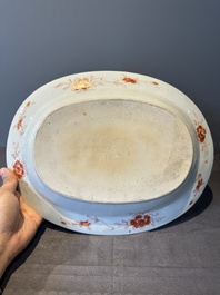 A pair of large oval Chinese famille rose 'Madame de Pompadour' dishes, Qianlong, ca. 1745