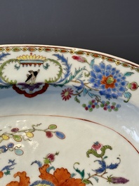 A pair of large oval Chinese famille rose 'Madame de Pompadour' dishes, Qianlong, ca. 1745