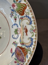 A pair of large oval Chinese famille rose 'Madame de Pompadour' dishes, Qianlong, ca. 1745