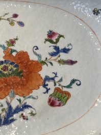 A pair of large oval Chinese famille rose 'Madame de Pompadour' dishes, Qianlong, ca. 1745