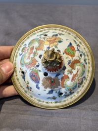 A pair of Chinese famille rose 'Madame de Pompadour' pot-pourri jars with bronze-mounted covers, Qianlong, ca. 1745