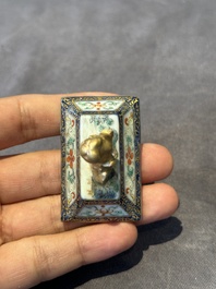 A fine Chinese gilt-decorated blue, white and famille rose covered censer, Qianlong